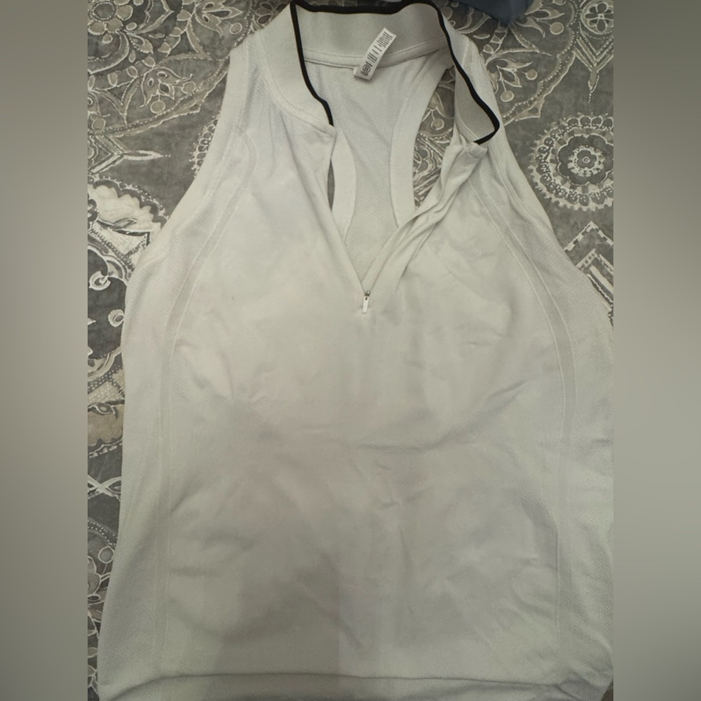 Athleta White Tank Top with Black Trim